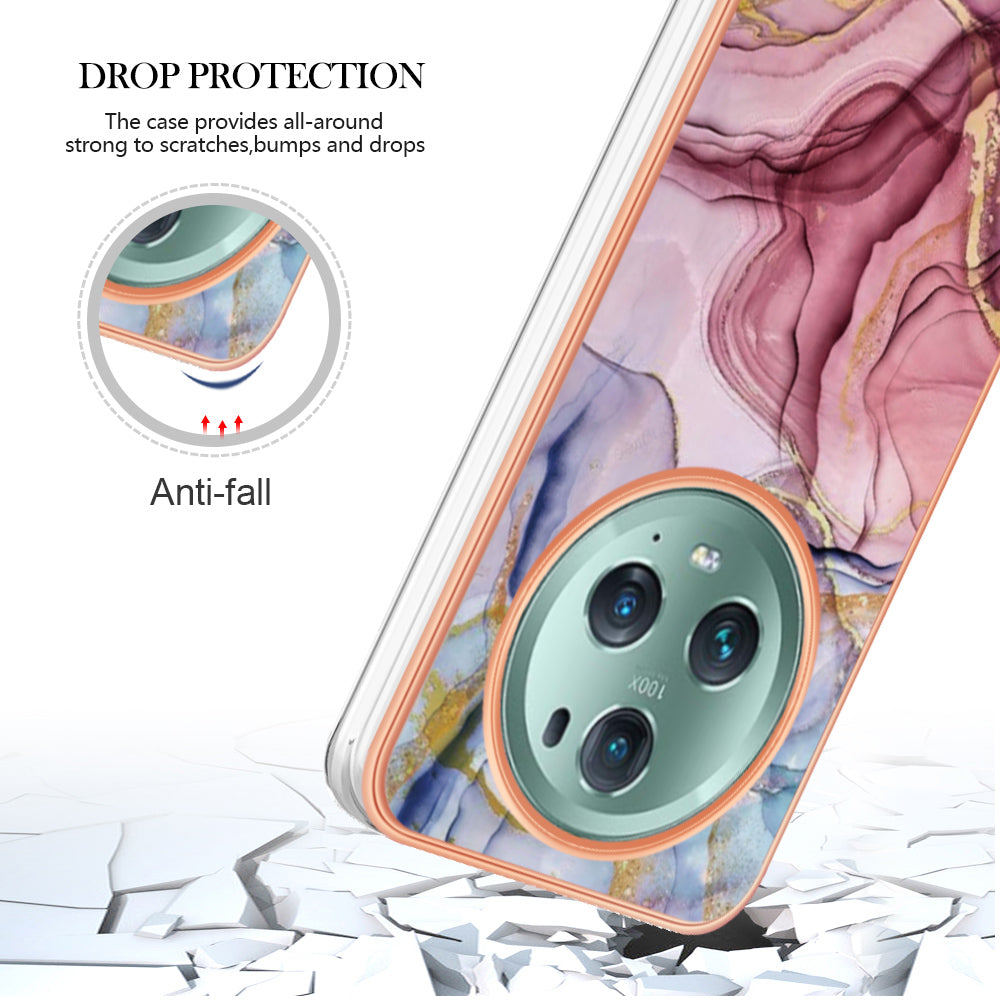 YB IMD Series-16 Style E For Honor Magic5 Pro TPU IMD Phone Case 2.0mm Marble Pattern Electroplating Cover