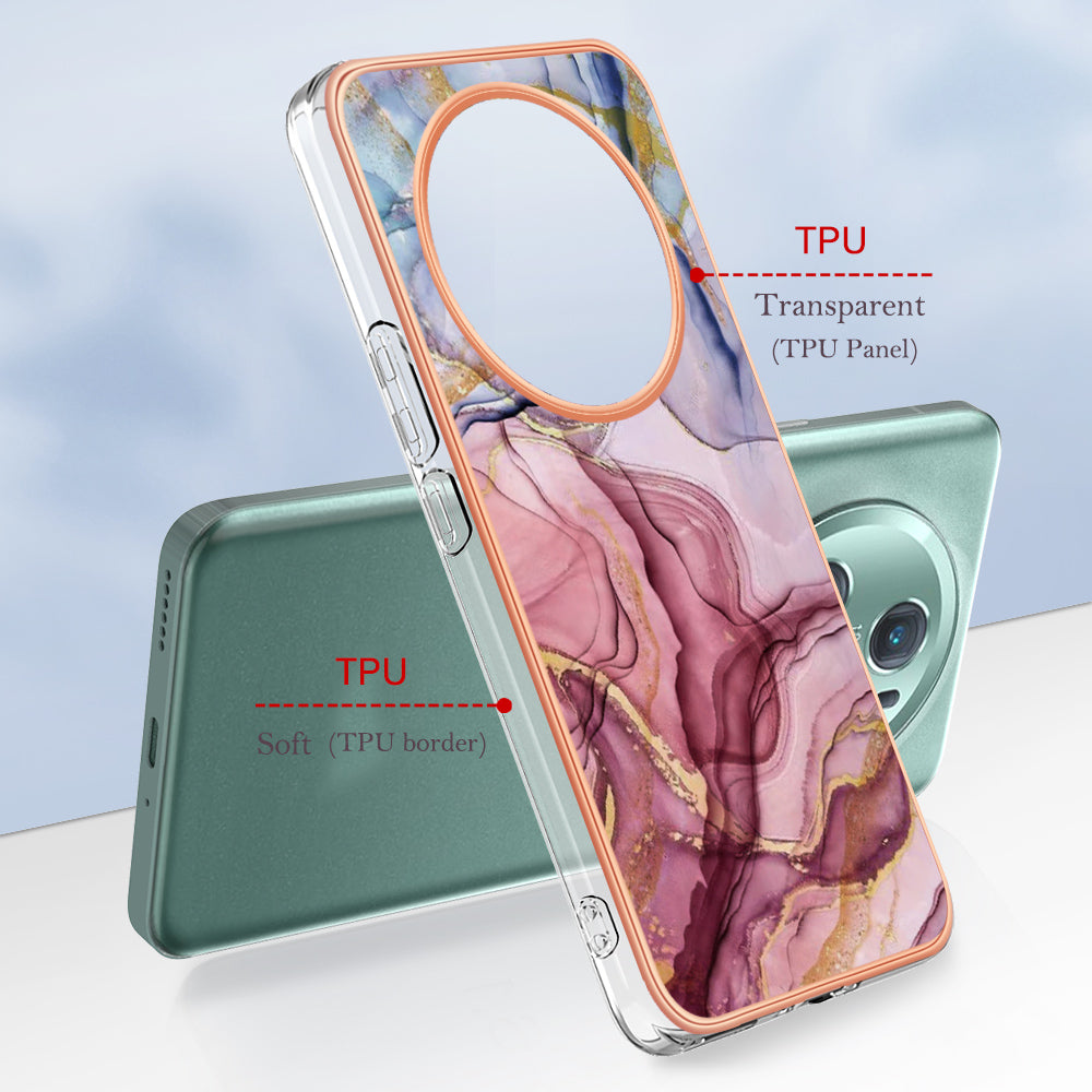 YB IMD Series-16 Style E For Honor Magic5 Pro TPU IMD Phone Case 2.0mm Marble Pattern Electroplating Cover