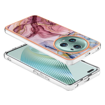 YB IMD Series-16 Style E For Honor Magic5 Pro TPU IMD Phone Case 2.0mm Marble Pattern Electroplating Cover