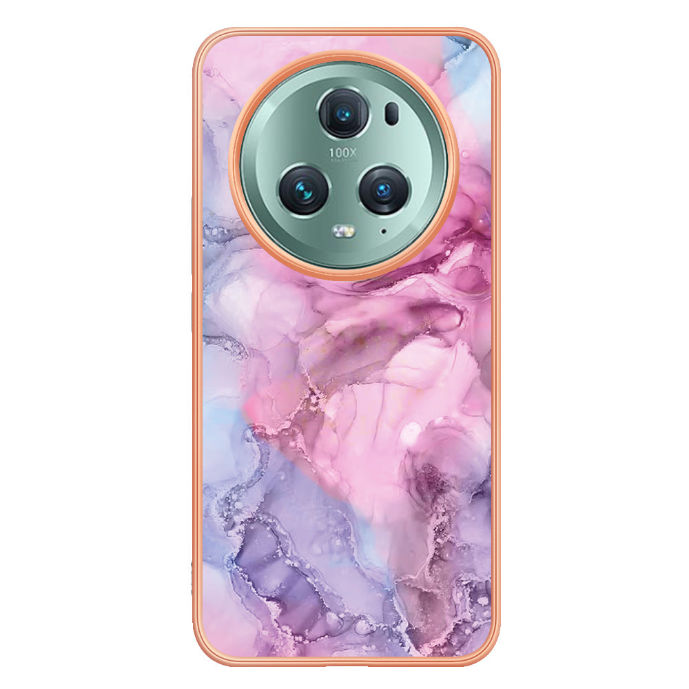 YB IMD Series-16 Style E For Honor Magic5 Pro TPU IMD Phone Case 2.0mm Marble Pattern Electroplating Cover