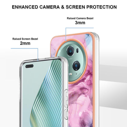 YB IMD Series-16 Style E For Honor Magic5 Pro TPU IMD Phone Case 2.0mm Marble Pattern Electroplating Cover