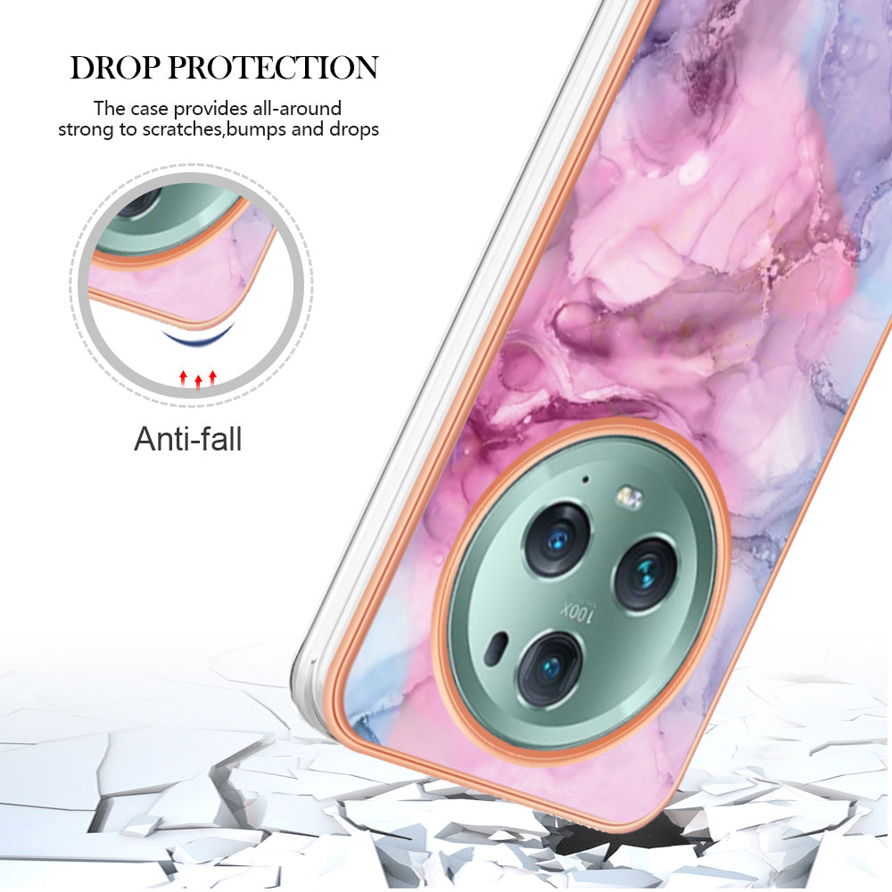 YB IMD Series-16 Style E For Honor Magic5 Pro TPU IMD Phone Case 2.0mm Marble Pattern Electroplating Cover