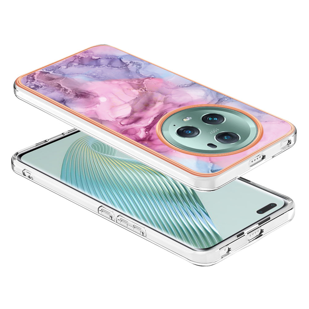 YB IMD Series-16 Style E For Honor Magic5 Pro TPU IMD Phone Case 2.0mm Marble Pattern Electroplating Cover