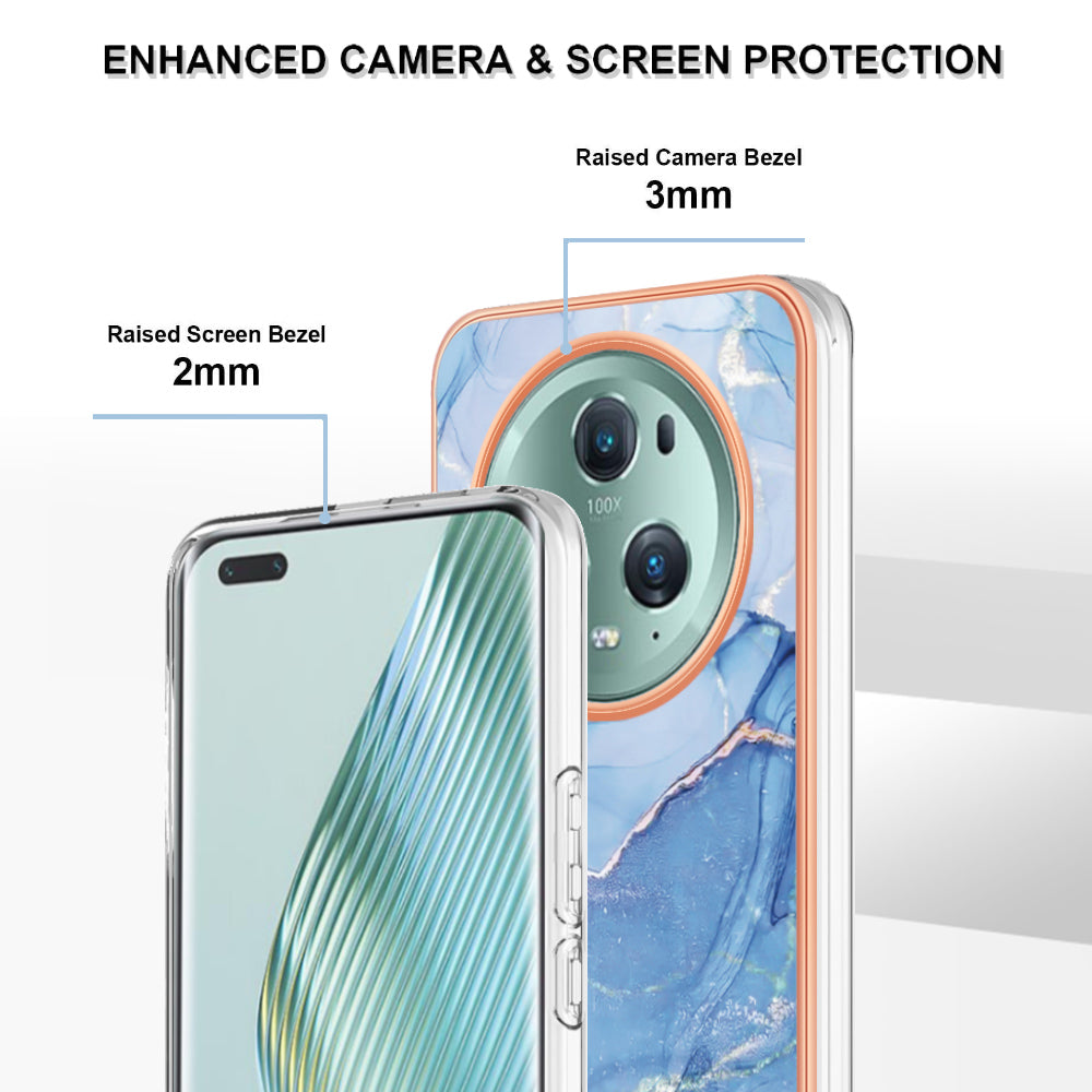 YB IMD Series-16 Style E For Honor Magic5 Pro TPU IMD Phone Case 2.0mm Marble Pattern Electroplating Cover