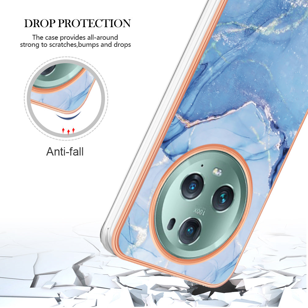 YB IMD Series-16 Style E For Honor Magic5 Pro TPU IMD Phone Case 2.0mm Marble Pattern Electroplating Cover