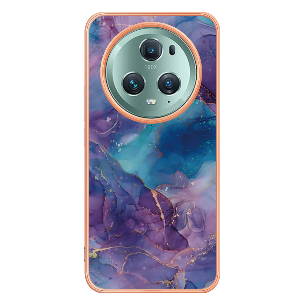 YB IMD Series-16 Style E For Honor Magic5 Pro TPU IMD Phone Case 2.0mm Marble Pattern Electroplating Cover