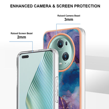 YB IMD Series-16 Style E For Honor Magic5 Pro TPU IMD Phone Case 2.0mm Marble Pattern Electroplating Cover