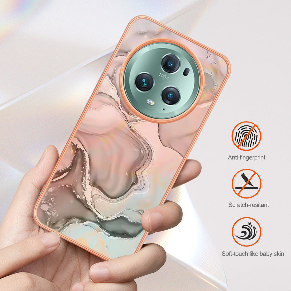 YB IMD Series-16 Style E For Honor Magic5 Pro TPU IMD Phone Case 2.0mm Marble Pattern Electroplating Cover