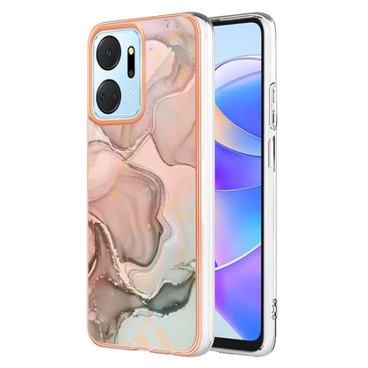 YB IMD Series-16 Style E Phone Case for Honor X7a 5G 2.0mm IMD Marble Pattern Anti-drop TPU Cover