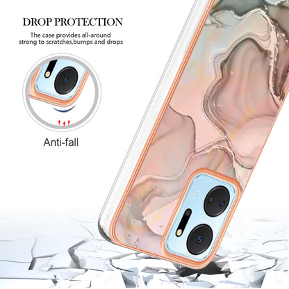 YB IMD Series-16 Style E Phone Case for Honor X7a 5G 2.0mm IMD Marble Pattern Anti-drop TPU Cover