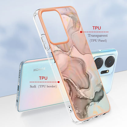 YB IMD Series-16 Style E Phone Case for Honor X7a 5G 2.0mm IMD Marble Pattern Anti-drop TPU Cover