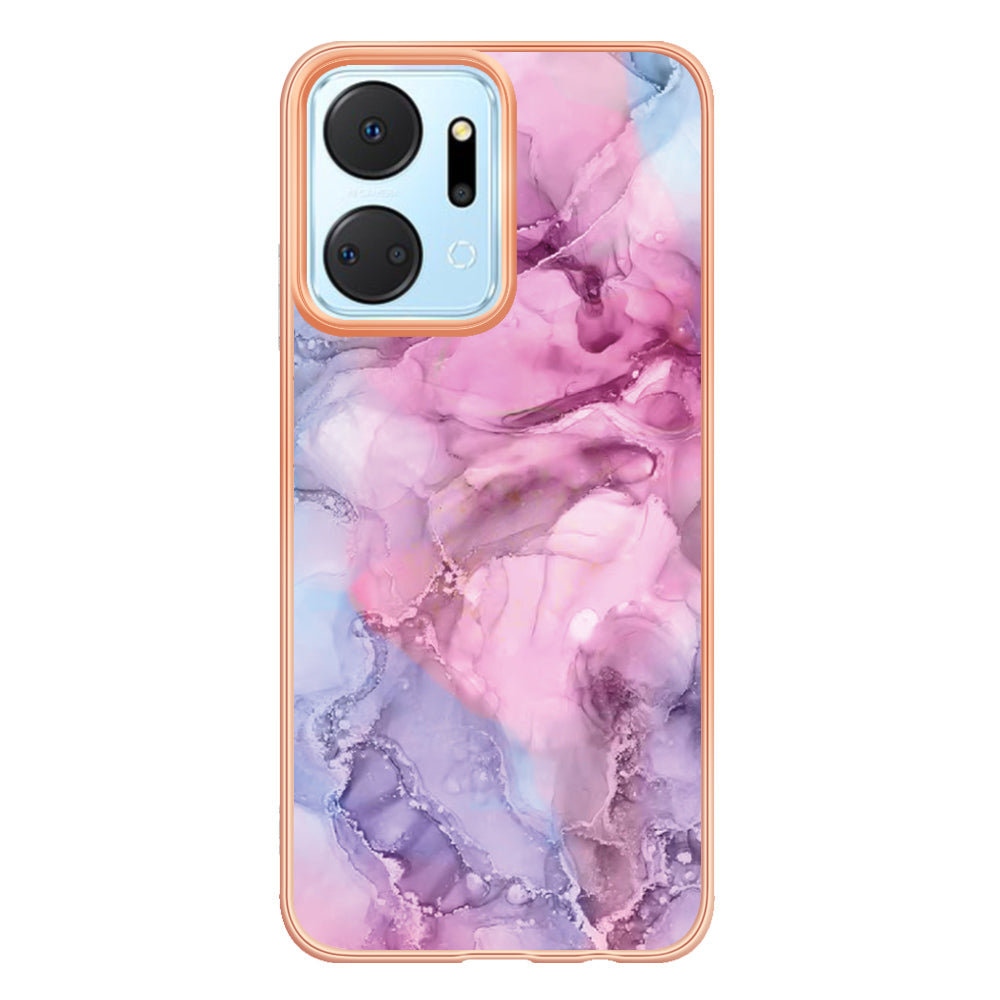 YB IMD Series-16 Style E Phone Case for Honor X7a 5G 2.0mm IMD Marble Pattern Anti-drop TPU Cover