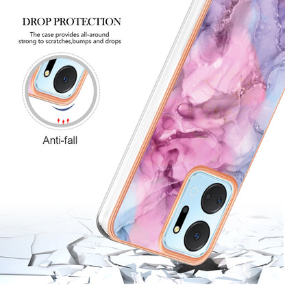 YB IMD Series-16 Style E Phone Case for Honor X7a 5G 2.0mm IMD Marble Pattern Anti-drop TPU Cover