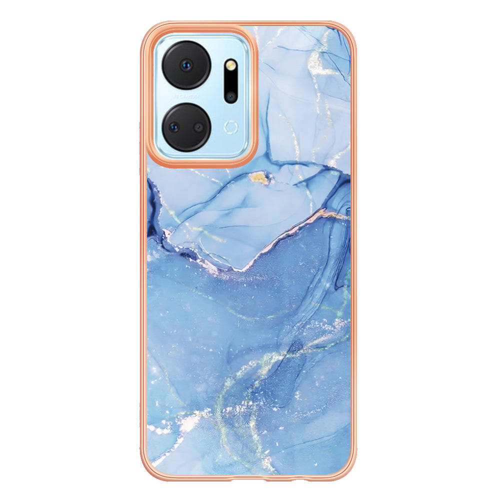 YB IMD Series-16 Style E Phone Case for Honor X7a 5G 2.0mm IMD Marble Pattern Anti-drop TPU Cover