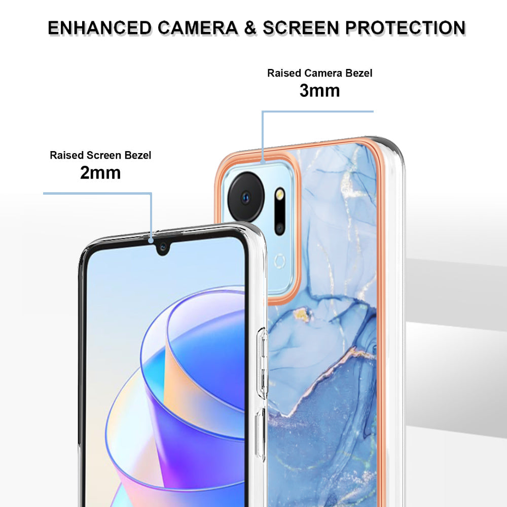 YB IMD Series-16 Style E Phone Case for Honor X7a 5G 2.0mm IMD Marble Pattern Anti-drop TPU Cover