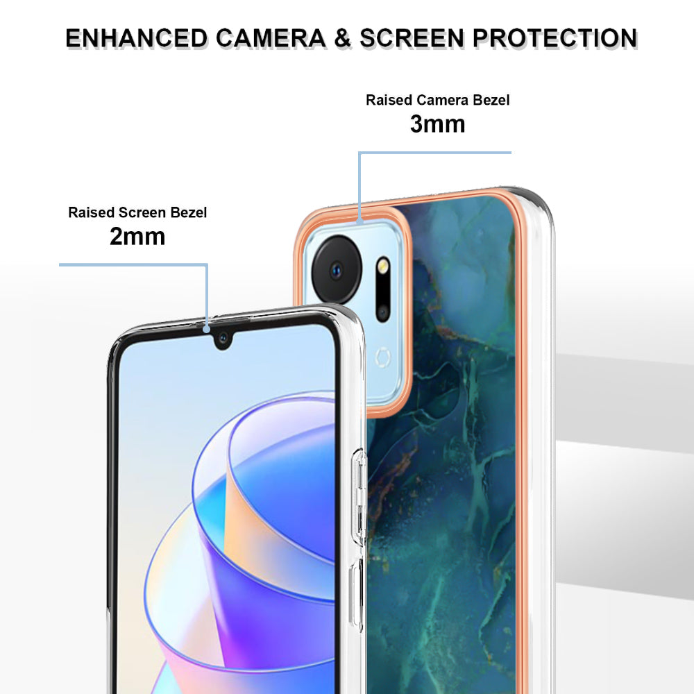 YB IMD Series-16 Style E Phone Case for Honor X7a 5G 2.0mm IMD Marble Pattern Anti-drop TPU Cover