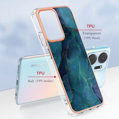 YB IMD Series-16 Style E Phone Case for Honor X7a 5G 2.0mm IMD Marble Pattern Anti-drop TPU Cover