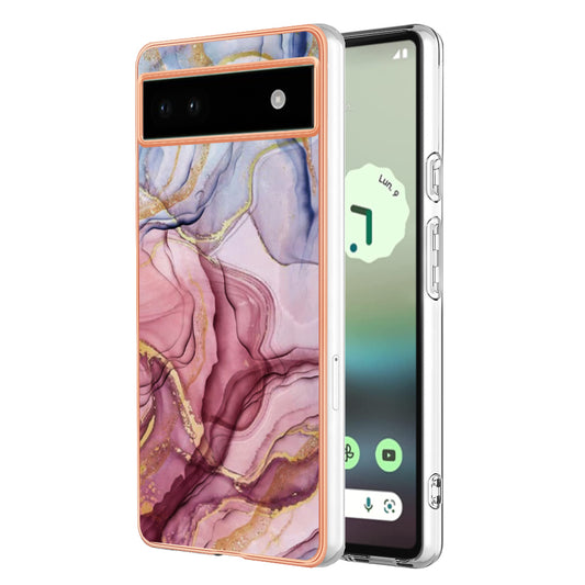 YB IMD Series-16 Style E For Google Pixel 6a IMD Marble Pattern Phone Case 2.0mm Anti-drop TPU Cover