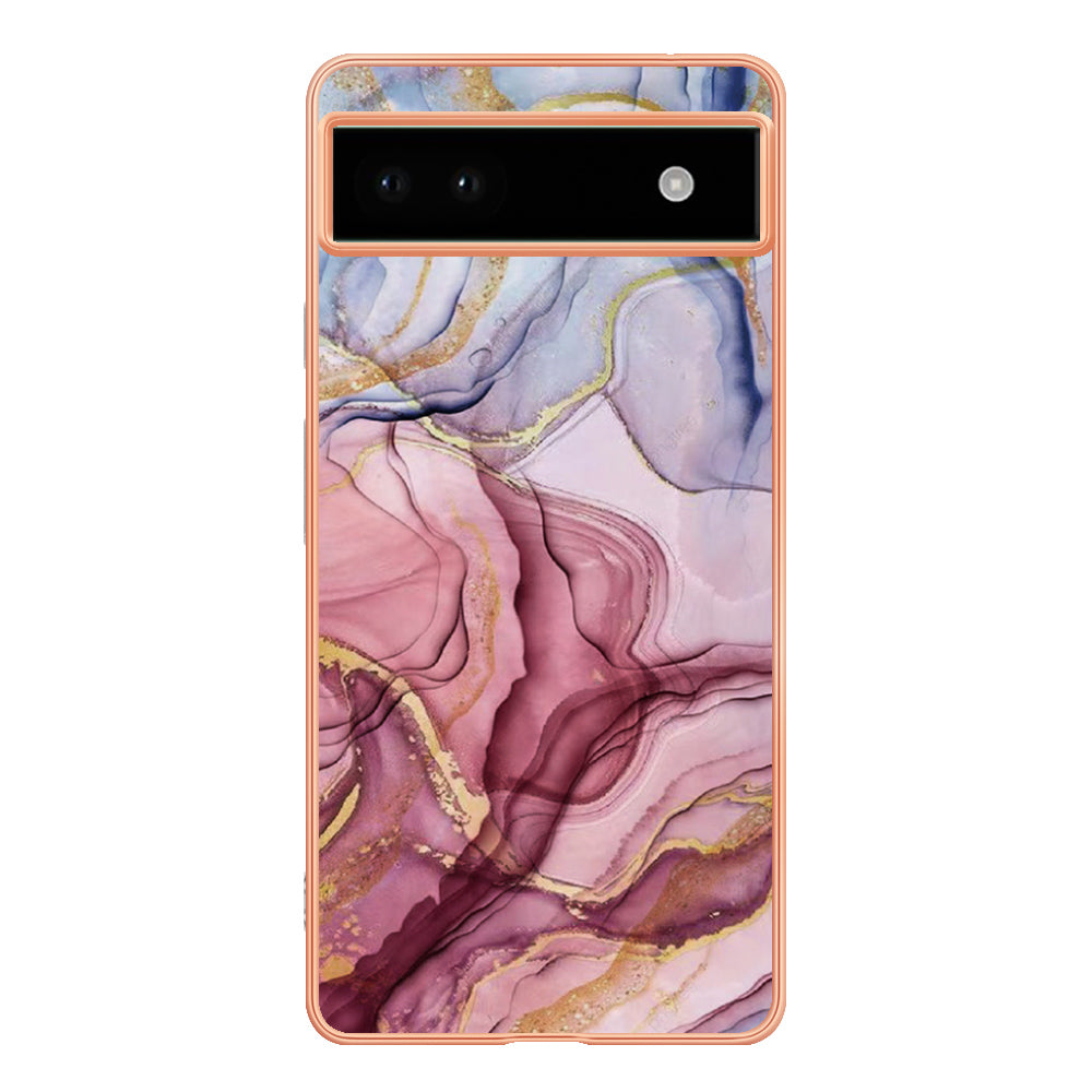 YB IMD Series-16 Style E For Google Pixel 6a IMD Marble Pattern Phone Case 2.0mm Anti-drop TPU Cover