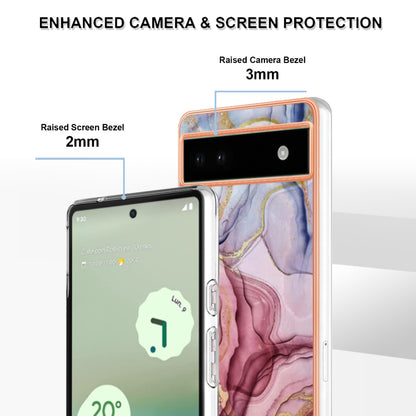 YB IMD Series-16 Style E For Google Pixel 6a IMD Marble Pattern Phone Case 2.0mm Anti-drop TPU Cover