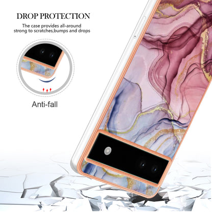 YB IMD Series-16 Style E For Google Pixel 6a IMD Marble Pattern Phone Case 2.0mm Anti-drop TPU Cover
