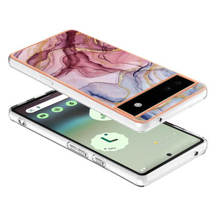 YB IMD Series-16 Style E For Google Pixel 6a IMD Marble Pattern Phone Case 2.0mm Anti-drop TPU Cover