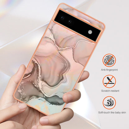 YB IMD Series-16 Style E For Google Pixel 6a IMD Marble Pattern Phone Case 2.0mm Anti-drop TPU Cover
