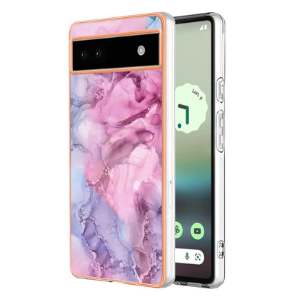 YB IMD Series-16 Style E For Google Pixel 6a IMD Marble Pattern Phone Case 2.0mm Anti-drop TPU Cover