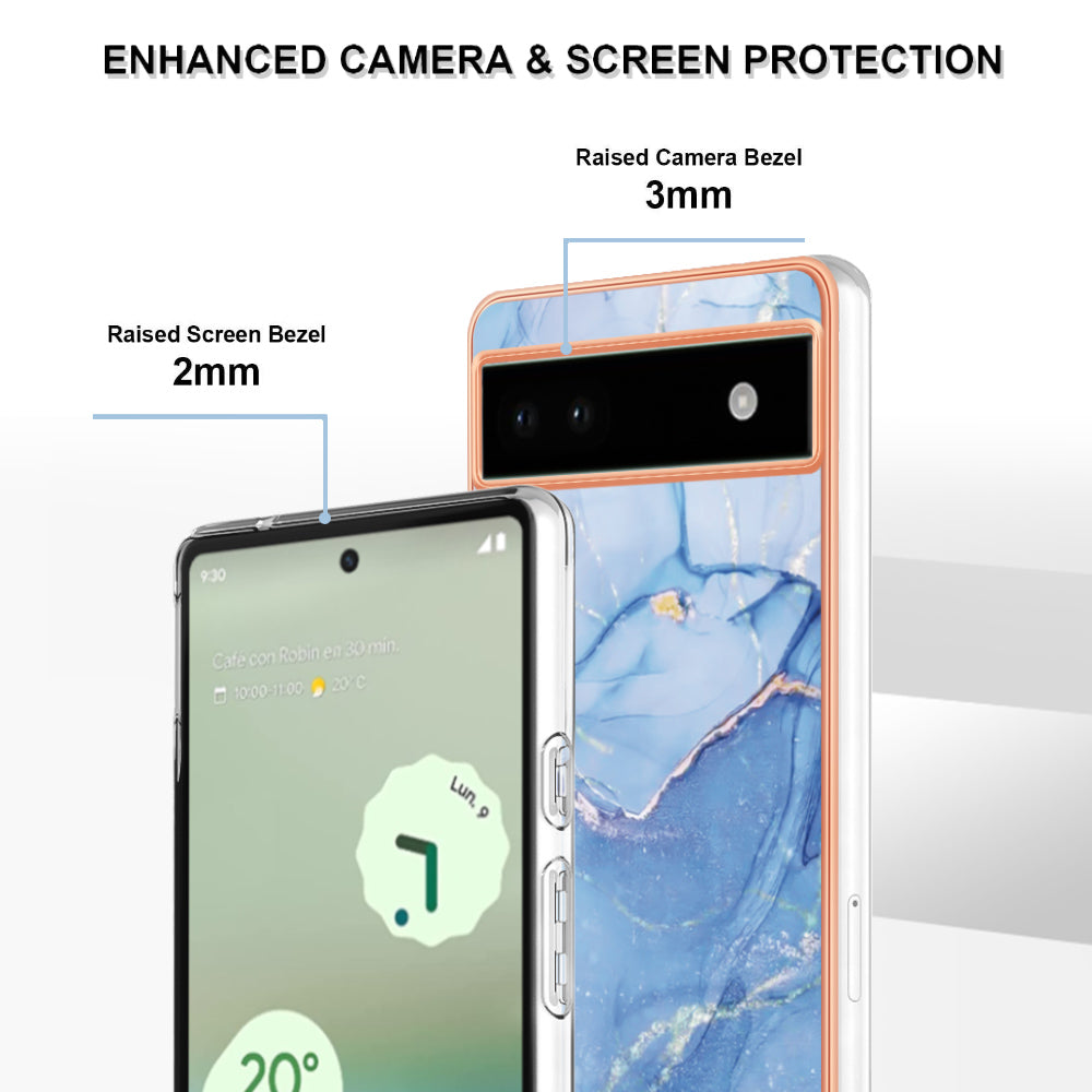 YB IMD Series-16 Style E For Google Pixel 6a IMD Marble Pattern Phone Case 2.0mm Anti-drop TPU Cover