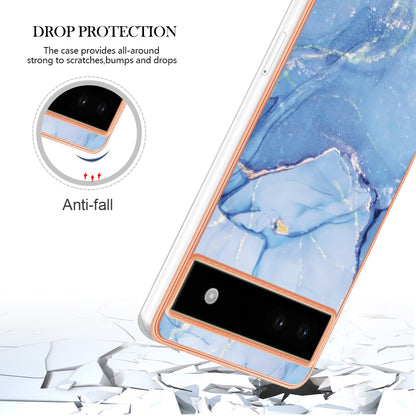 YB IMD Series-16 Style E For Google Pixel 6a IMD Marble Pattern Phone Case 2.0mm Anti-drop TPU Cover