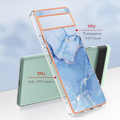 YB IMD Series-16 Style E For Google Pixel 6a IMD Marble Pattern Phone Case 2.0mm Anti-drop TPU Cover