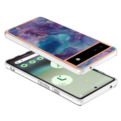 YB IMD Series-16 Style E For Google Pixel 6a IMD Marble Pattern Phone Case 2.0mm Anti-drop TPU Cover