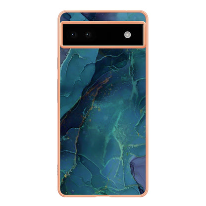 YB IMD Series-16 Style E For Google Pixel 6a IMD Marble Pattern Phone Case 2.0mm Anti-drop TPU Cover