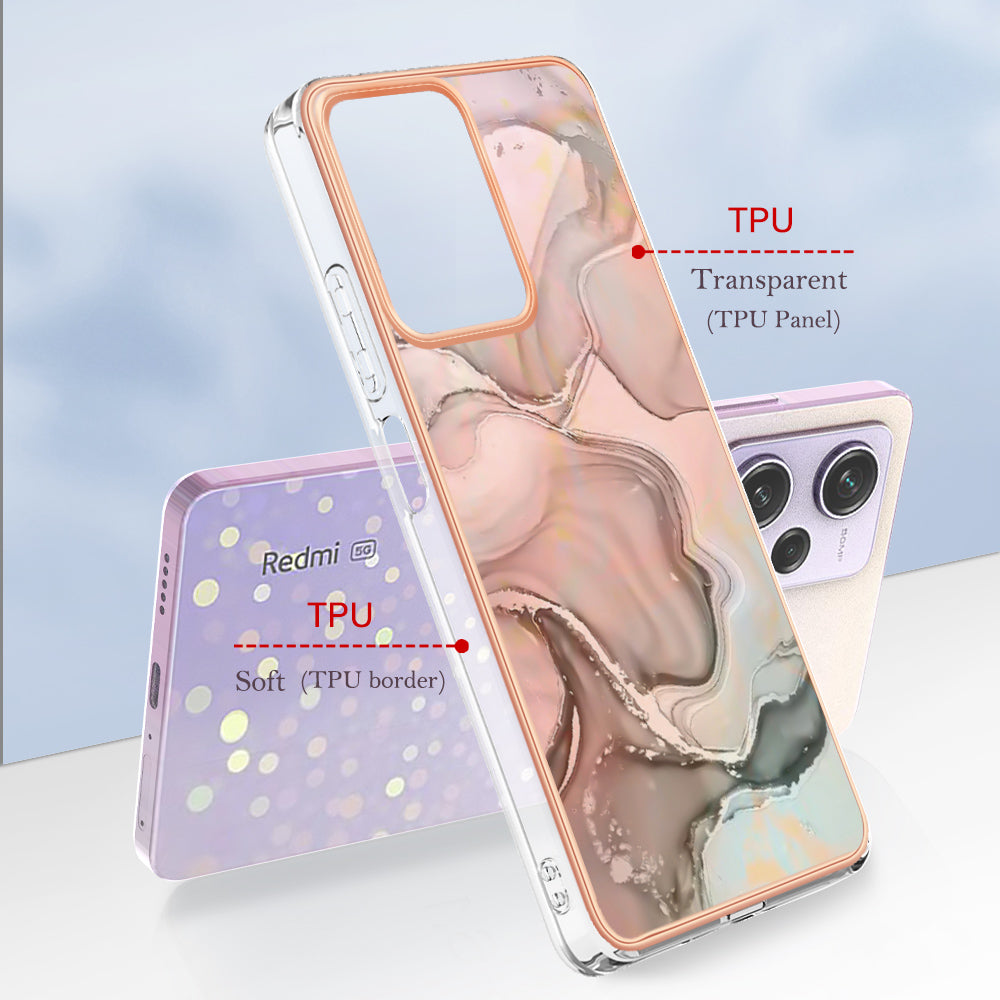 YB IMD Series-16 Style E Phone Case for Xiaomi Redmi Note 12 Pro 5G / Note 12 Pro Speed 5G / Poco X5 Pro 5G TPU 2.0mm IMD Marble Pattern Protective Cover