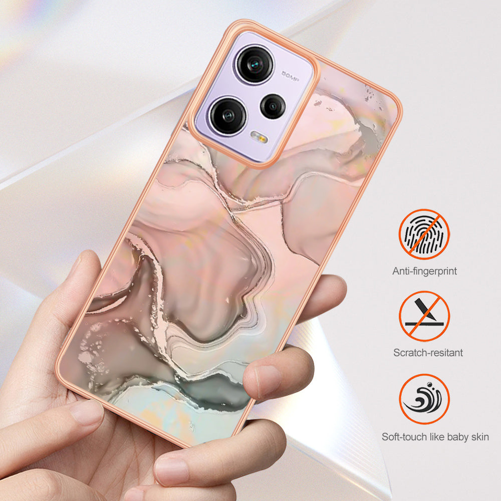 YB IMD Series-16 Style E Phone Case for Xiaomi Redmi Note 12 Pro 5G / Note 12 Pro Speed 5G / Poco X5 Pro 5G TPU 2.0mm IMD Marble Pattern Protective Cover