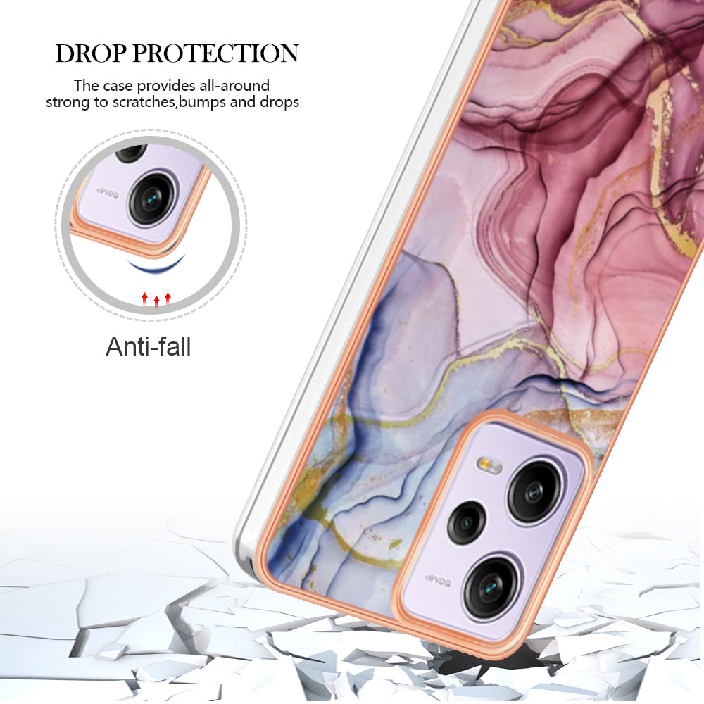 YB IMD Series-16 Style E Phone Case for Xiaomi Redmi Note 12 Pro 5G / Note 12 Pro Speed 5G / Poco X5 Pro 5G TPU 2.0mm IMD Marble Pattern Protective Cover