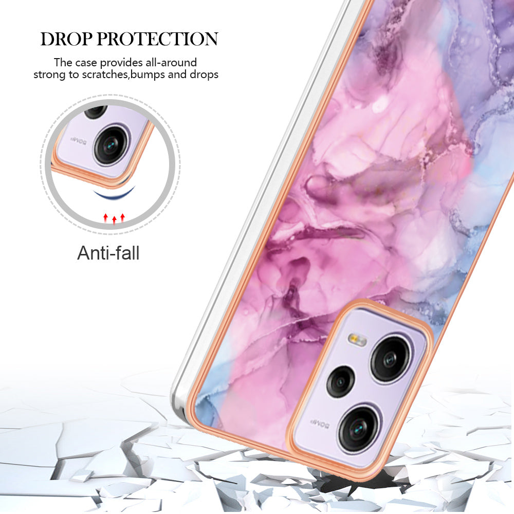 YB IMD Series-16 Style E Phone Case for Xiaomi Redmi Note 12 Pro 5G / Note 12 Pro Speed 5G / Poco X5 Pro 5G TPU 2.0mm IMD Marble Pattern Protective Cover