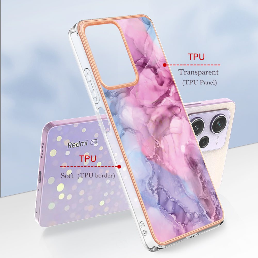 YB IMD Series-16 Style E Phone Case for Xiaomi Redmi Note 12 Pro 5G / Note 12 Pro Speed 5G / Poco X5 Pro 5G TPU 2.0mm IMD Marble Pattern Protective Cover