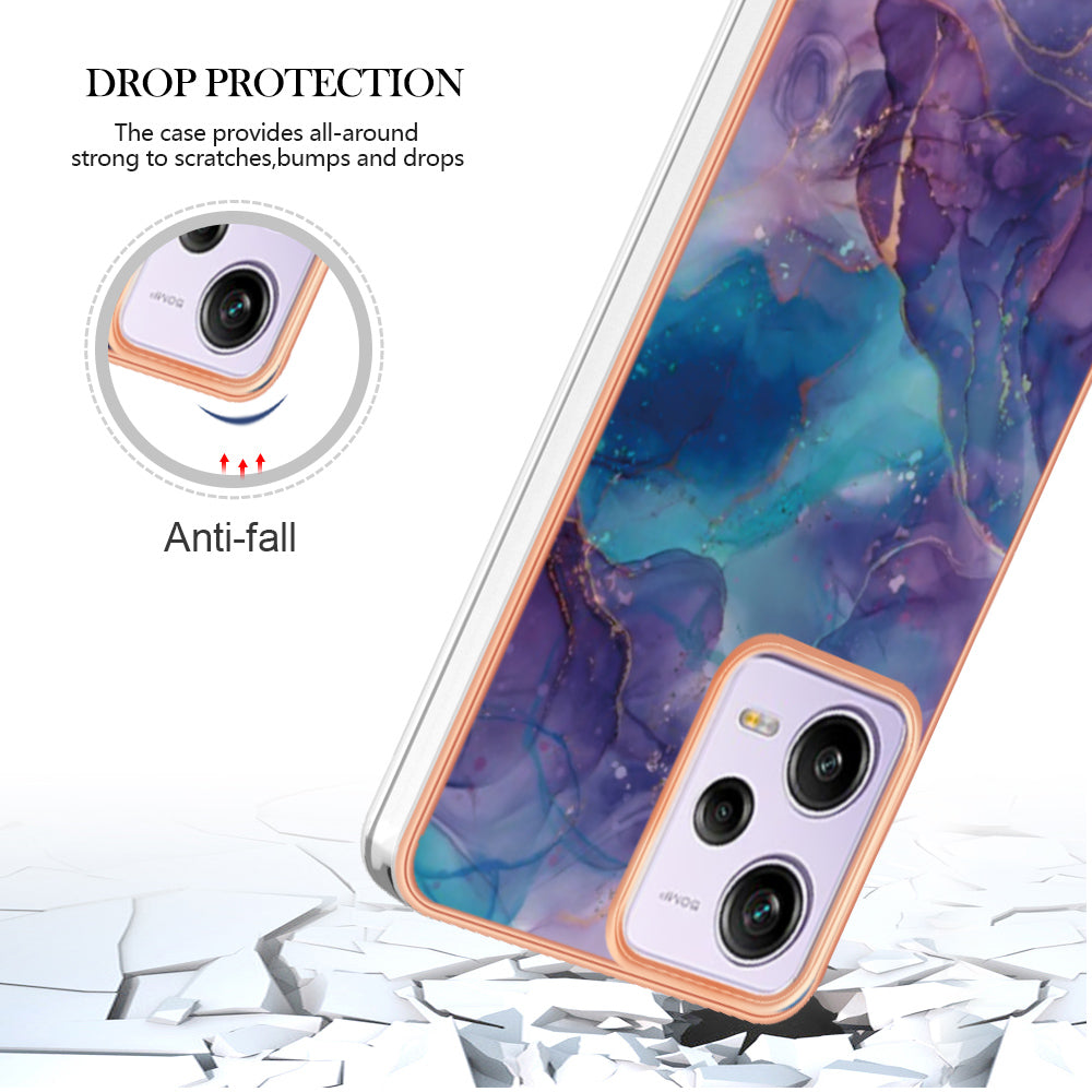YB IMD Series-16 Style E Phone Case for Xiaomi Redmi Note 12 Pro 5G / Note 12 Pro Speed 5G / Poco X5 Pro 5G TPU 2.0mm IMD Marble Pattern Protective Cover
