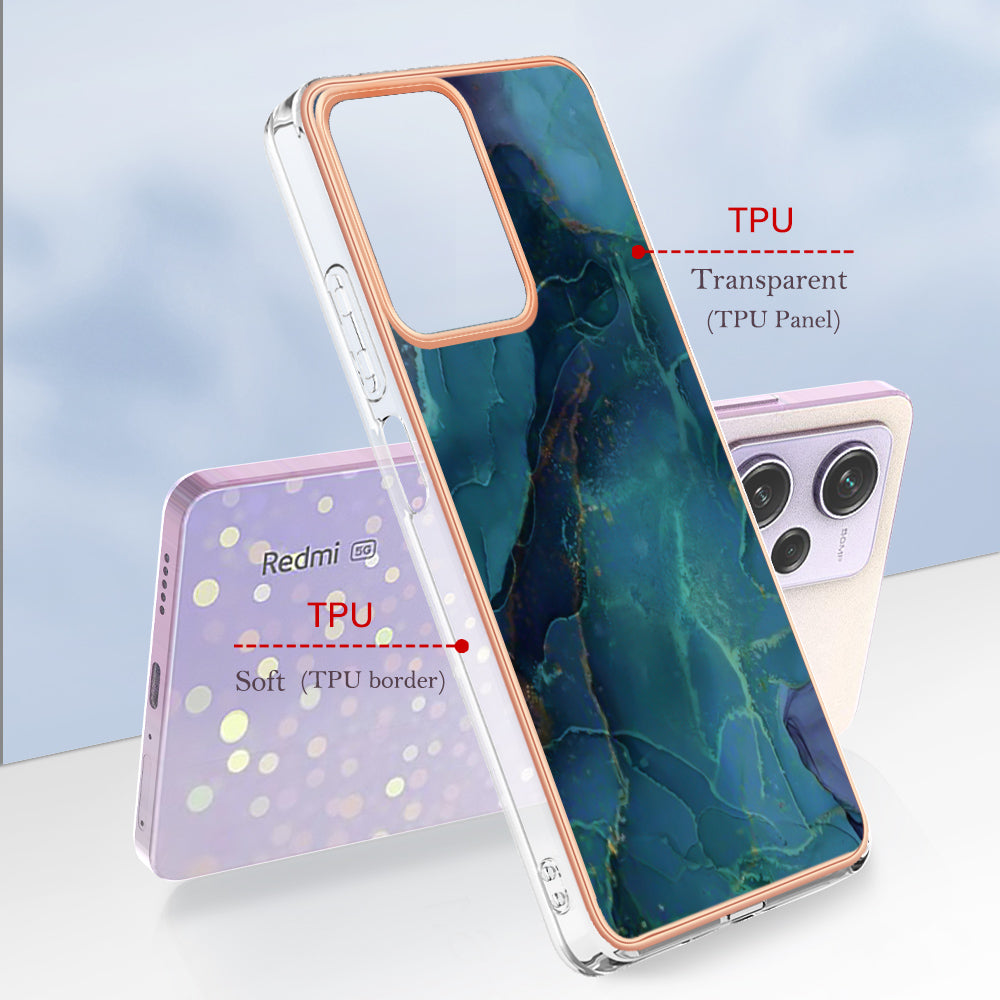 YB IMD Series-16 Style E Phone Case for Xiaomi Redmi Note 12 Pro 5G / Note 12 Pro Speed 5G / Poco X5 Pro 5G TPU 2.0mm IMD Marble Pattern Protective Cover