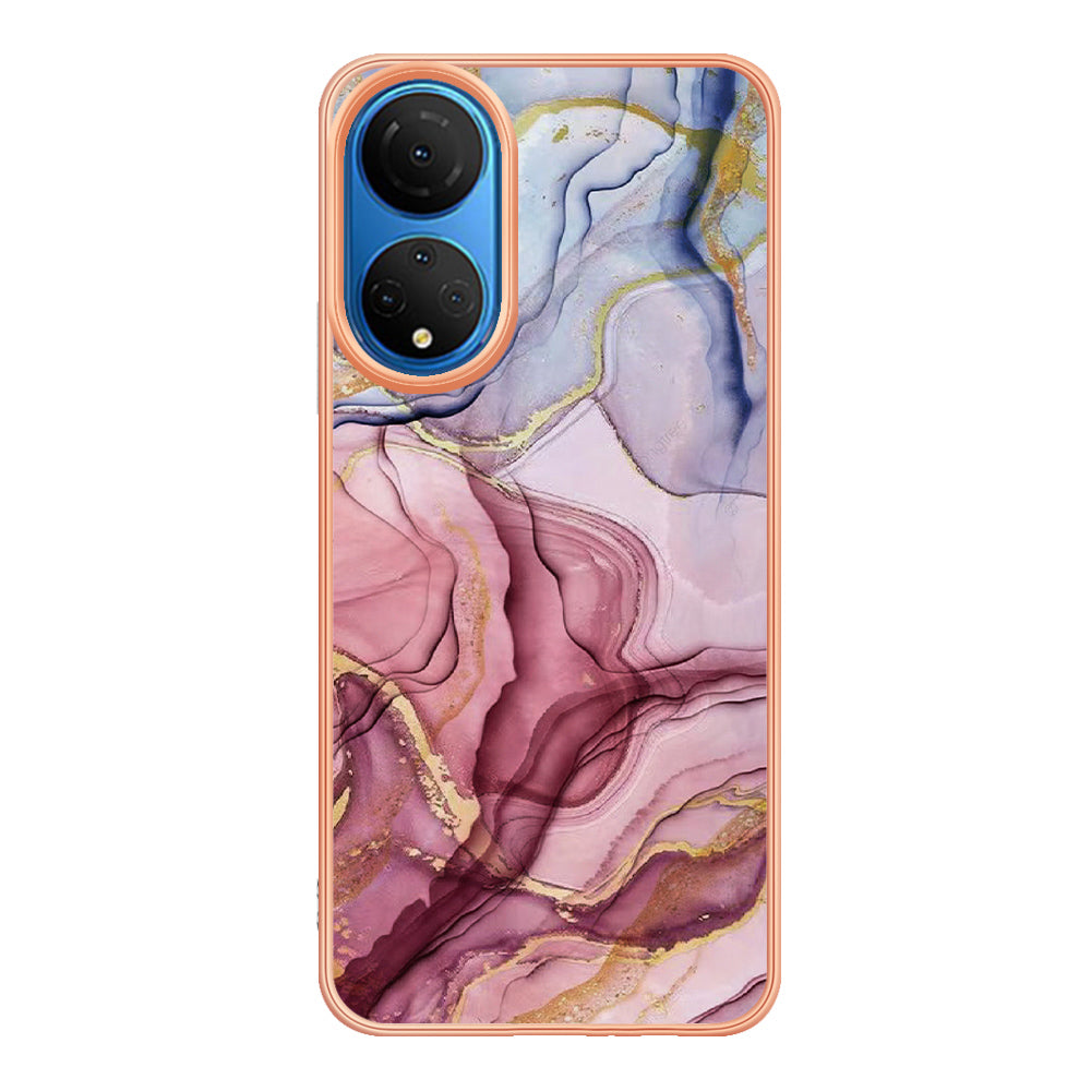 YB IMD Series-16 Style E Marble Pattern Phone Case for Honor X7 , 2.0mm Shockproof TPU IMD Electroplating Cover