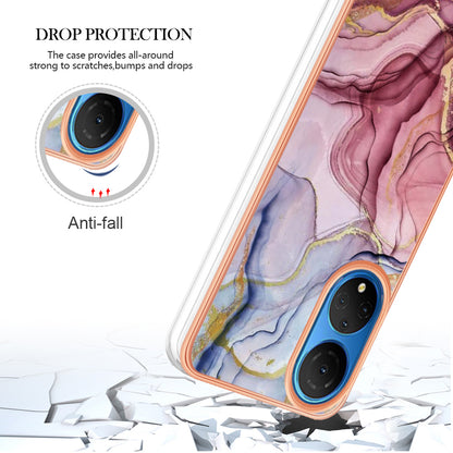 YB IMD Series-16 Style E Marble Pattern Phone Case for Honor X7 , 2.0mm Shockproof TPU IMD Electroplating Cover