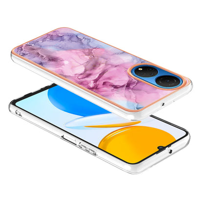 YB IMD Series-16 Style E Marble Pattern Phone Case for Honor X7 , 2.0mm Shockproof TPU IMD Electroplating Cover