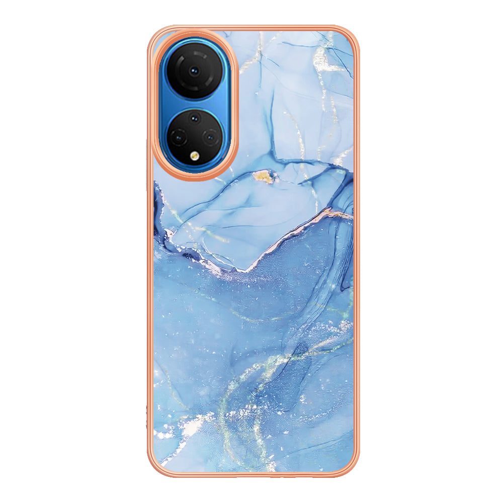 YB IMD Series-16 Style E Marble Pattern Phone Case for Honor X7 , 2.0mm Shockproof TPU IMD Electroplating Cover