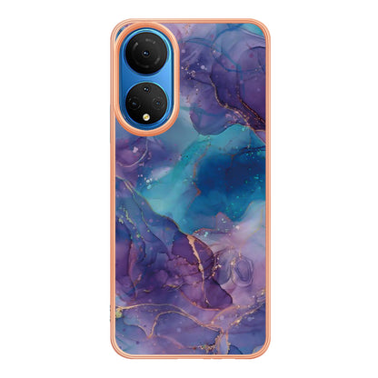 YB IMD Series-16 Style E Marble Pattern Phone Case for Honor X7 , 2.0mm Shockproof TPU IMD Electroplating Cover