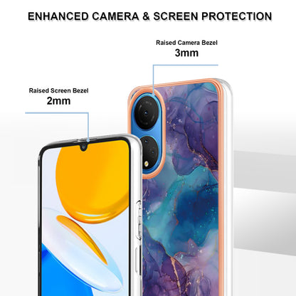 YB IMD Series-16 Style E Marble Pattern Phone Case for Honor X7 , 2.0mm Shockproof TPU IMD Electroplating Cover