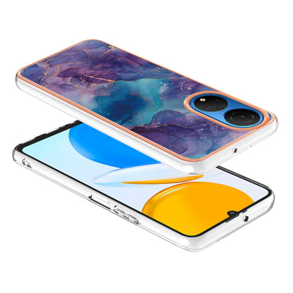 YB IMD Series-16 Style E Marble Pattern Phone Case for Honor X7 , 2.0mm Shockproof TPU IMD Electroplating Cover