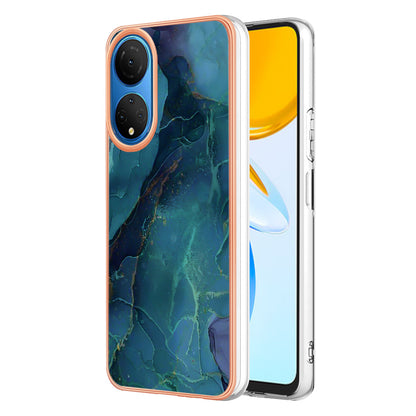 YB IMD Series-16 Style E Marble Pattern Phone Case for Honor X7 , 2.0mm Shockproof TPU IMD Electroplating Cover