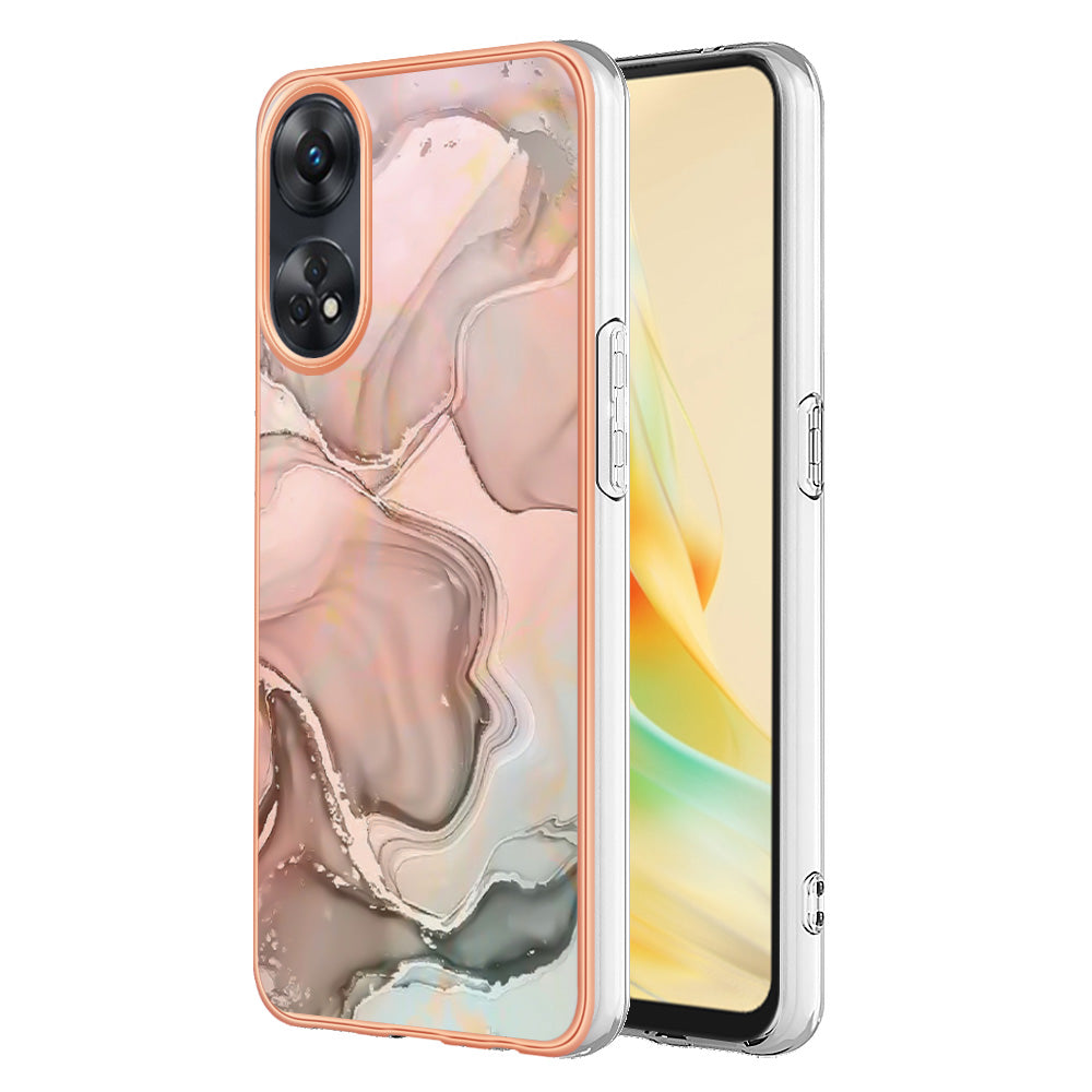 YB IMD Series-16 Style E 2.0mm TPU Phone Case for Oppo Reno8 T 4G , Electroplating IMD Marble Pattern Cover