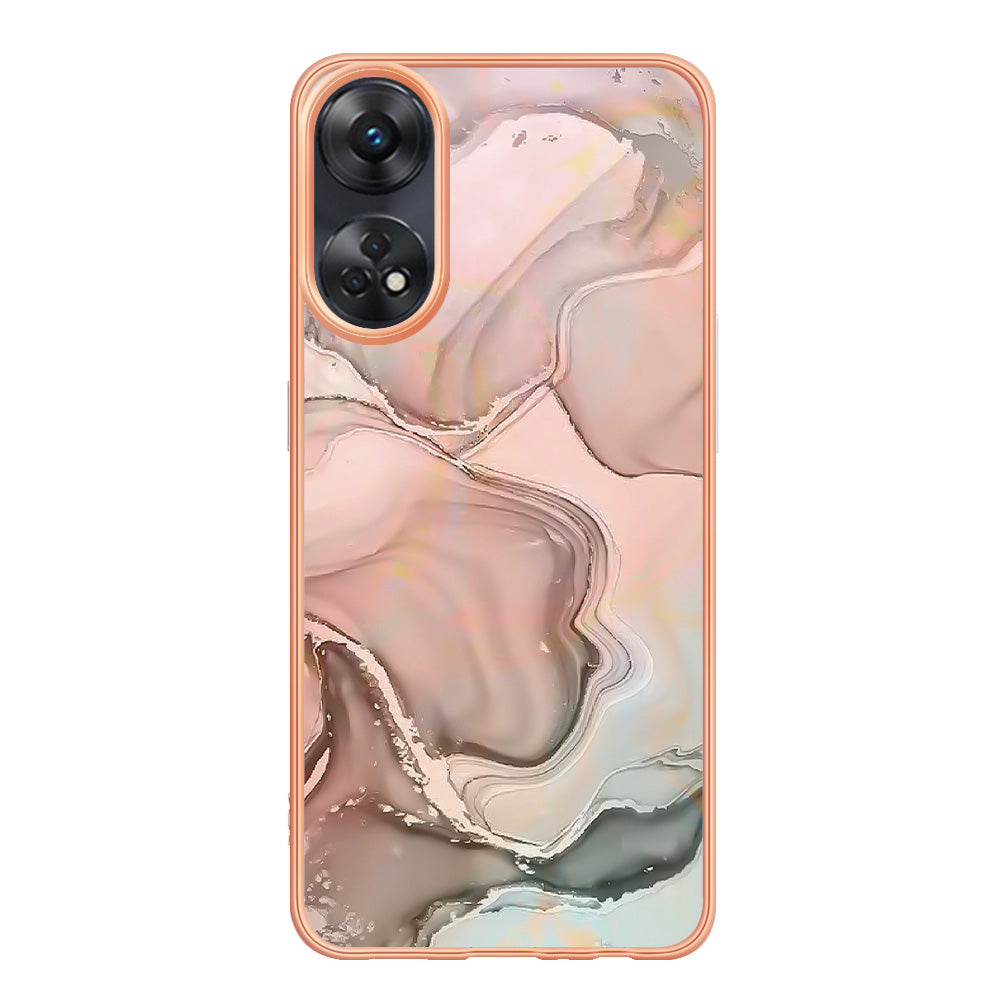 YB IMD Series-16 Style E 2.0mm TPU Phone Case for Oppo Reno8 T 4G , Electroplating IMD Marble Pattern Cover